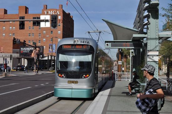 Light rail station at 1st Avenue and Van Buren, Phoenix