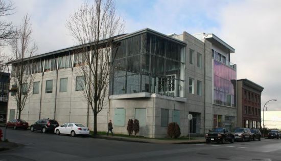 This three-story structure near False Creek in the City of Vancouver combines manufacturing, offices and underground parking. It is cited in a regional government report as a model for 