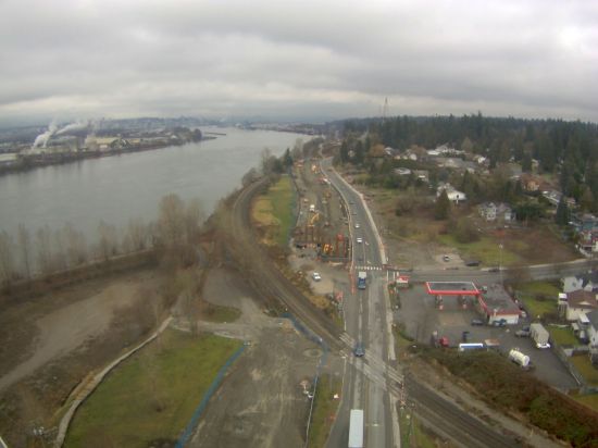 Construction along River Road east of the Alex Fraser Bridge, January 30, 2013