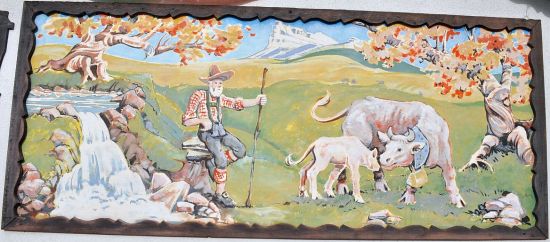 Mural, Canyon Alpine Restaurant, east of Boston Bar