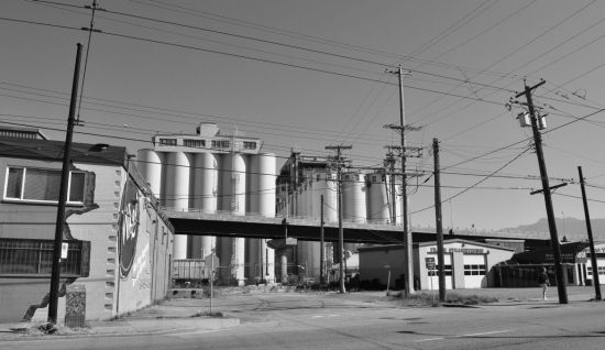 Grain terminal in Port Metro Vancouver, seen from Powell St.