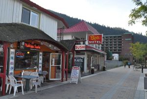The Esplanade in Harrison Hot Springs, looking toward the main hotel