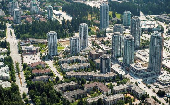 The Coquitlam urban core, from a 2013 municipal presentation. City Hall is upper left.