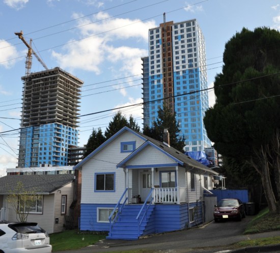 Blue house blue towers