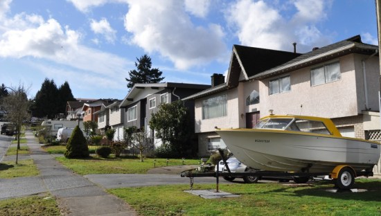 The Skytrain corridor was formerly a rail line, and the Aberdeen Park property was covered with shops and warehouses. These homes, built on the slope above, might have sold for $50,000 in the late 1960s. Their market value today is closer to $1.5 million.