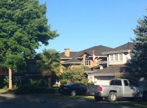 Homes in Queensborough (New Westminster) looking out at Annacis Island